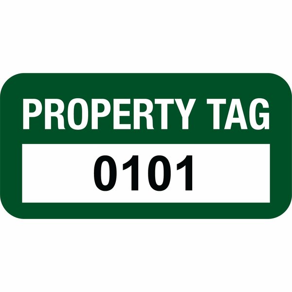 Lustre-Cal Property ID Label PROPERTY TAG Polyester Green 1.50in x 0.75in  Serialized 0101-0200, 100PK 253772Pe1G0101